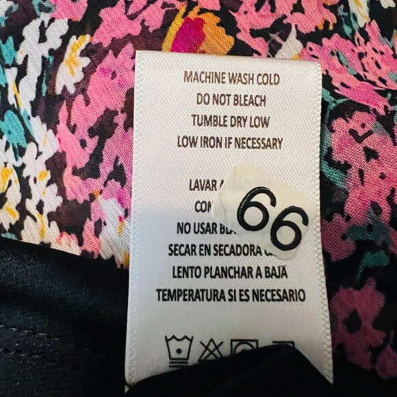 Vince Camuto-NWT-X Small-Vibrant Floral Puffed Long Sleeve-V Neck Mini Bl/Pk Mix - Picture 16 of 16